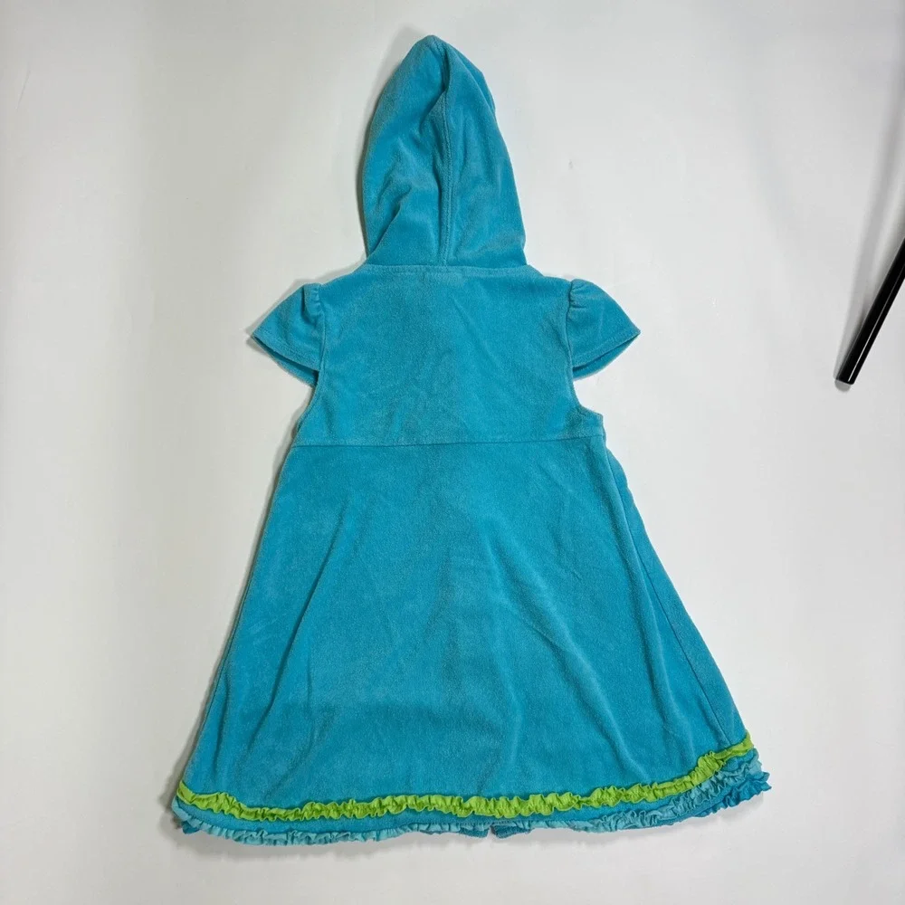Disney Store little mermaid Ariel Swim Cover Up 5/6 Blue Embroidered vtg Hooded